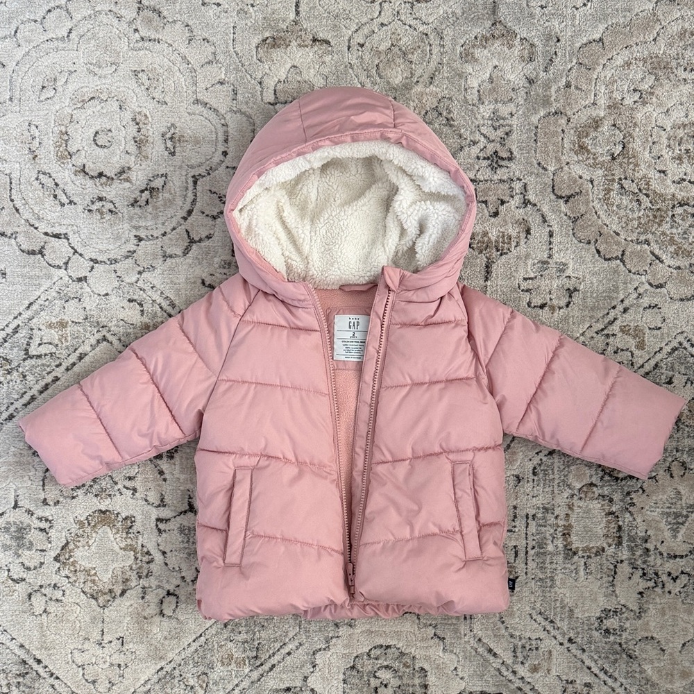 Baby Gap 2T Pink Hooded Puffer Jacket